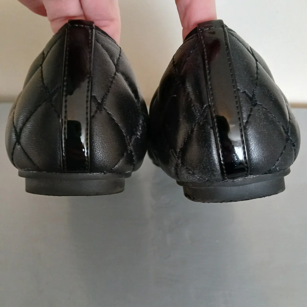 Vionic 8.5 Desiree Black Patent Quilted Ballet Flats comfort Shoes round toe - Picture 8 of 10